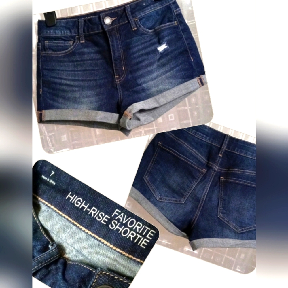 SO Favorite High Rise Dark Blue Classic Denim Jean Shorts
